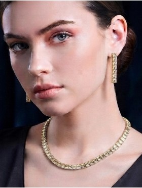 Rhinestone Crystal Necklace and Earrings Set